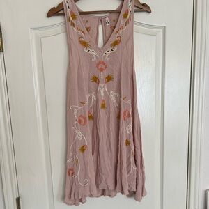 Free People light pink floral sleeveless tunic style dress